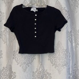 PRINCESS POLLY CROPPED BLACK T-SHIRT